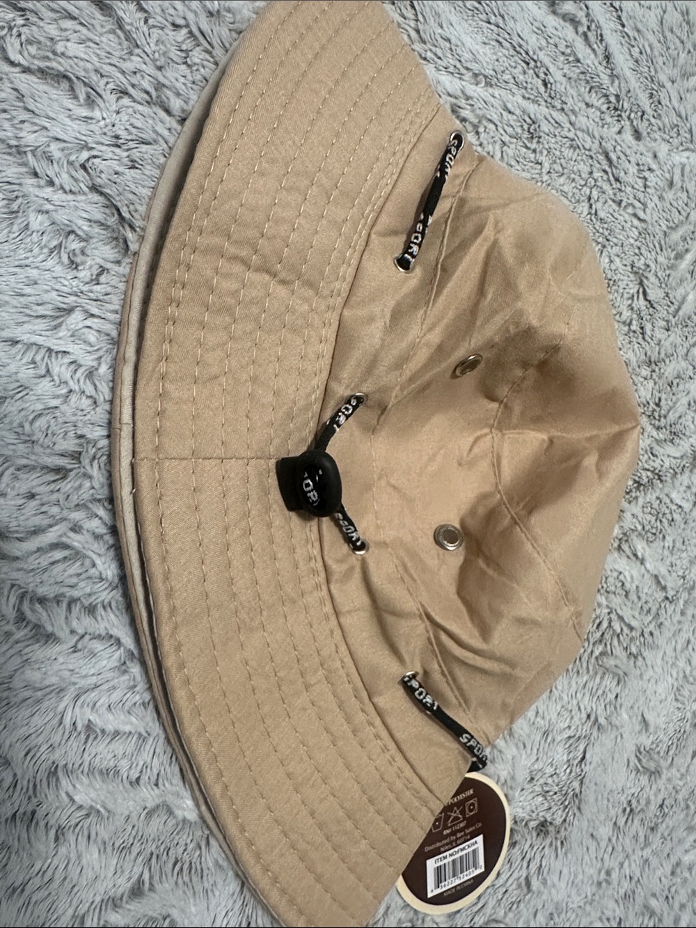 Tan Bucket Hat with Adjustable Drawcord